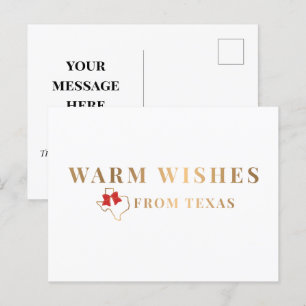 Carte Postale Les souhaits chauds d'or et de rouge du Texas