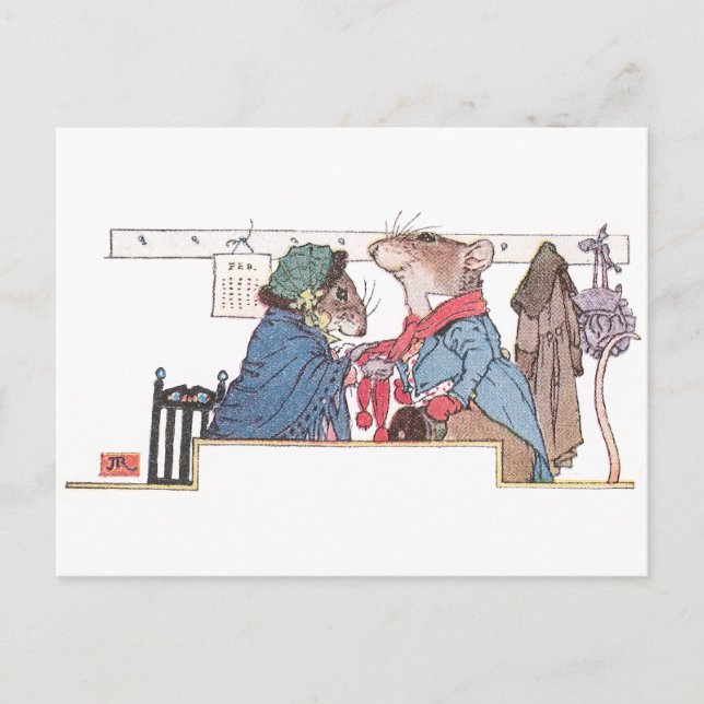 Carte Postale Les souris se rassemblent pour le froid (Devant)