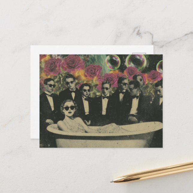 Carte Postale Les spectateurs de la baignoire (Devant/Arrière en situation)