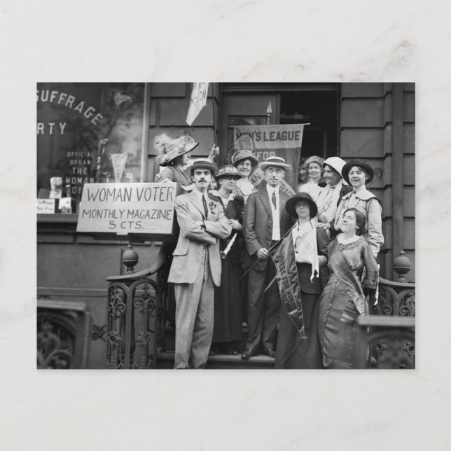 Carte Postale Les suffragettes et leurs hommes, 1913 (Devant)
