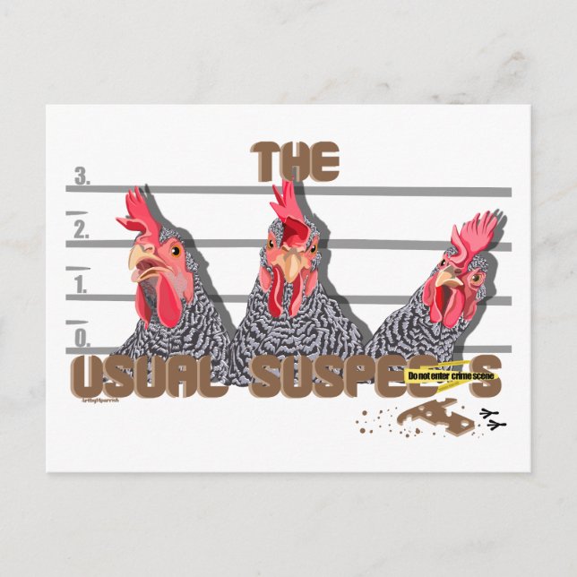 Carte Postale Les suspects habituels de POULET—Poules rocheuses  (Devant)