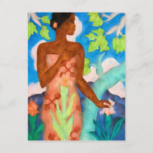 Carte Postale Les teintes de l'île et la femme polynésienne