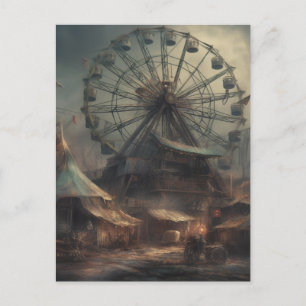 Carte Postale Les tentes de carnaval abandonnées Ferris Wheel