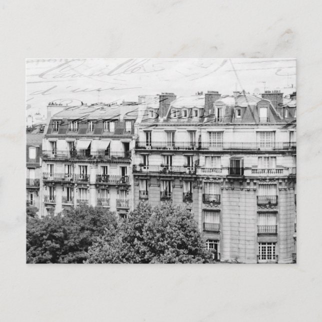 Carte Postale Les toits de Paris en noir et blanc (Devant)