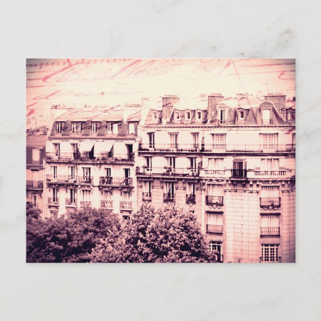 Carte Postale Les toits de Paris en rose (Devant)