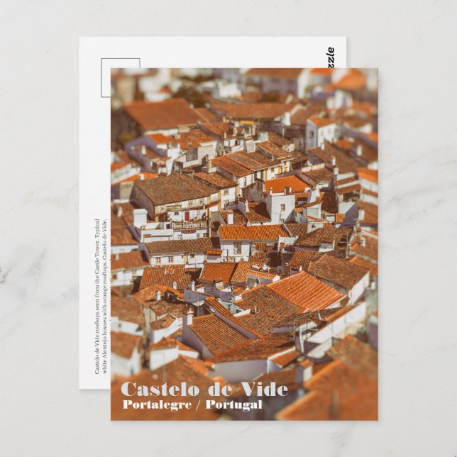 Carte Postale Les toits du Castelo de Vide. Alentejo, Portugal. (Devant / Derrière)