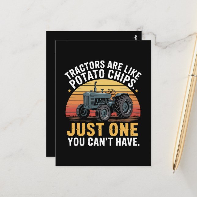 Carte Postale Les tracteurs sont comme des chips (Devant/Arrière en situation)