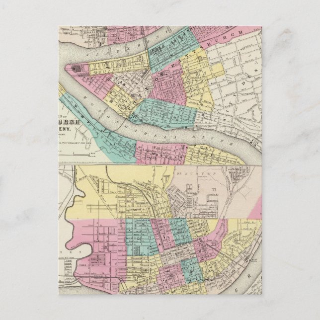 Carte Postale Les Villes De Pittsburgh Allegheny Cincinnati (Devant)