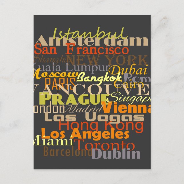 Carte Postale Les villes du monde entier (Devant)