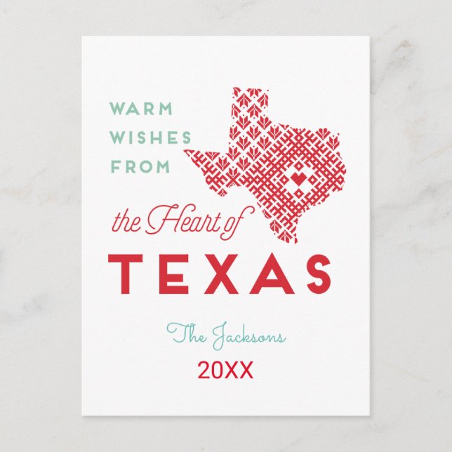 Carte Postale Les Voeux Chauds du Coeur du Texas (Devant)