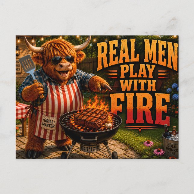 Carte Postale Les vrais hommes jouent avec le feu (Devant)