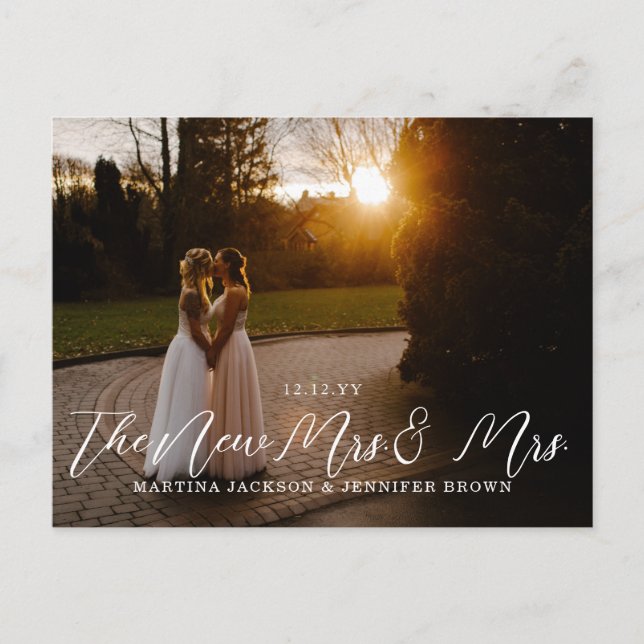 Carte Postale Lesbian Newlywed Mme et Mme Photo Thank You (Devant)