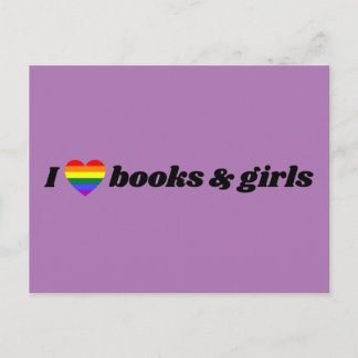 Carte Postale Lesbienne LGBT J'aime les livres et les filles