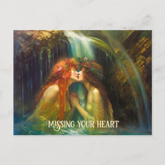 Carte Postale Lesbiennes en chute d'eau (Devant)