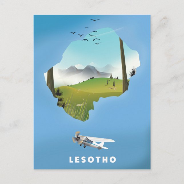 Carte Postale Lesotho Afrique du Sud poster de ski (Devant)