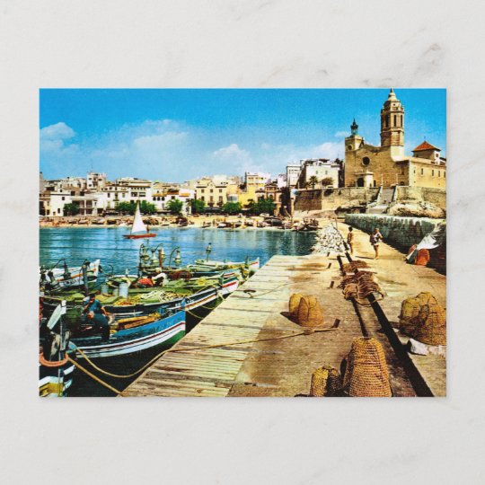 Carte Postale L Espagne Vintage Bord De Mer De Sitges Zazzle Fr