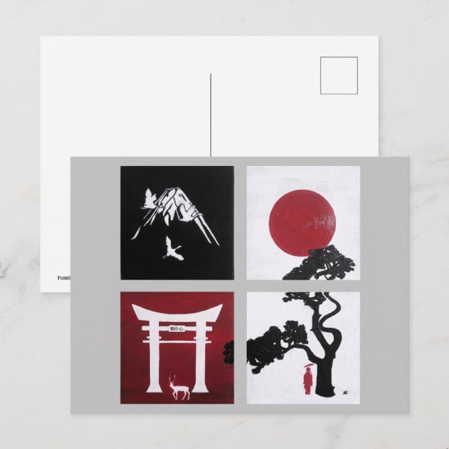 Carte Postale L'esprit japonais Peinture d'Alfred Fox (Devant / Derrière)