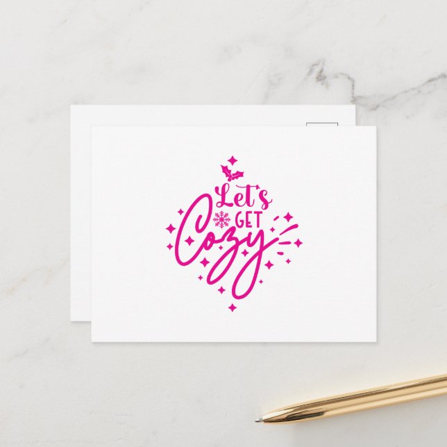 Carte Postale Let's Get Cozy Christmas (Devant/Arrière en situation)