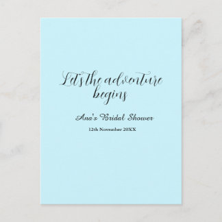 Carte Postale lets the adventure begins bridal shower add name d