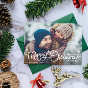Carte Postale lettrage manuel joie de noël vacances
