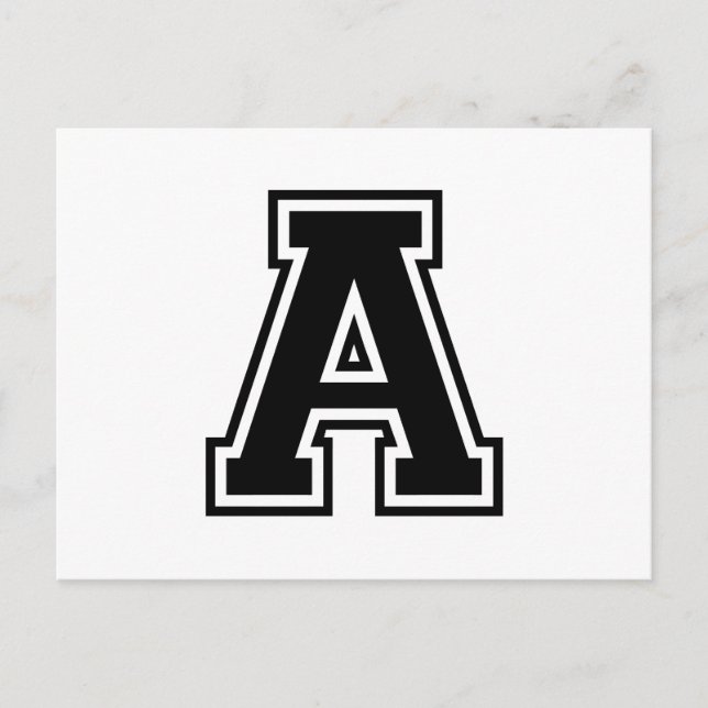 Carte Postale Lettre A, Alphabet Collégial (Devant)