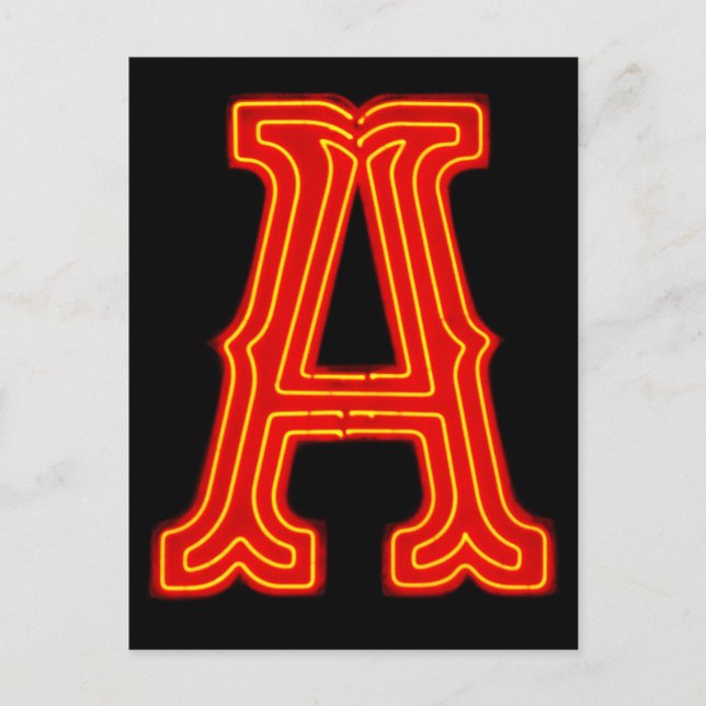 Carte Postale Lettre "A" Monogramme néon clair (Devant)