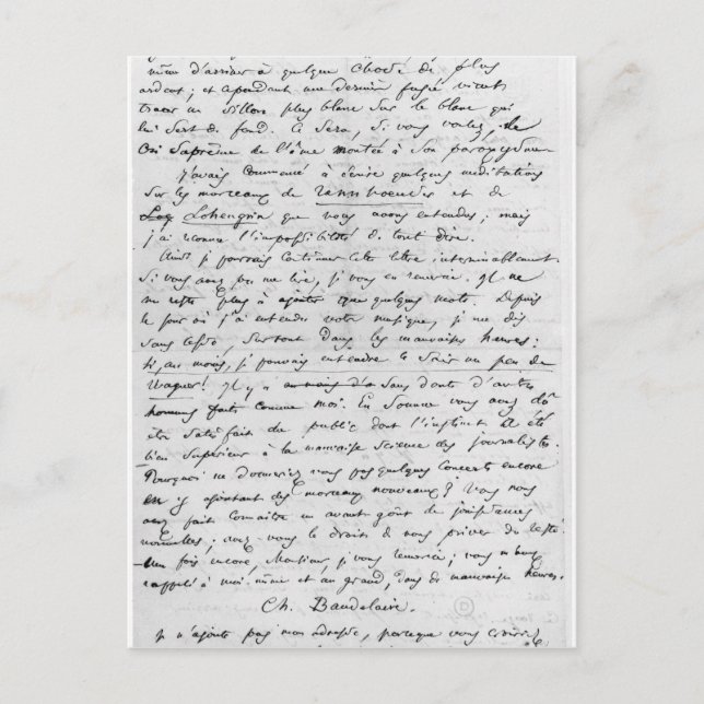 Carte Postale Lettre à Richard Wagner 17 février 1860 (Devant)