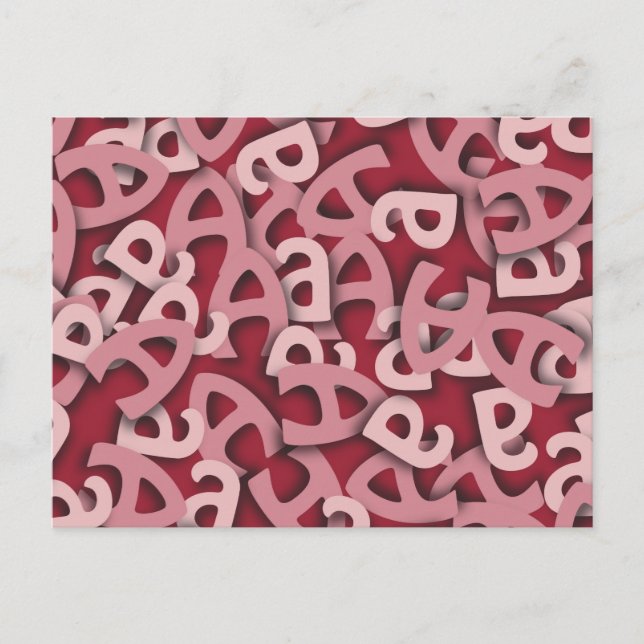 Carte Postale Lettre A rose (Devant)