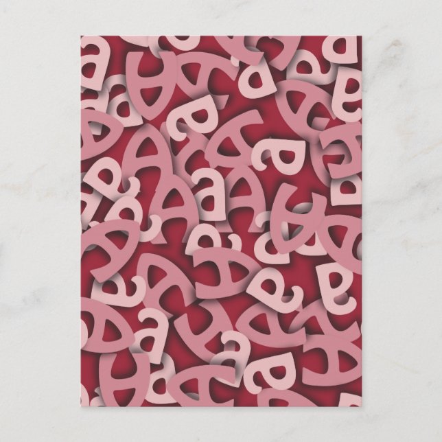 Carte Postale Lettre A rose (Devant)