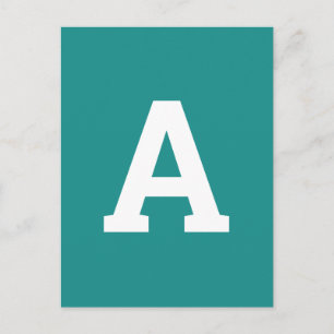 Carte Postale Lettre alphabet Turquoise Vert Moderne Minimalis
