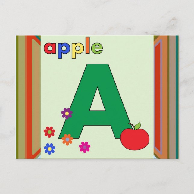 Carte Postale LETTRE Apple A (Devant)