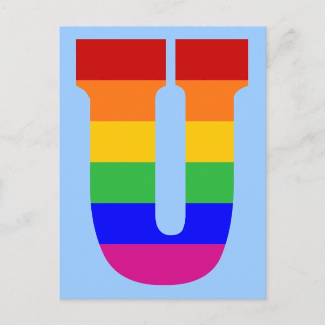 Carte Postale LETTRE arc-en-ciel U (Devant)