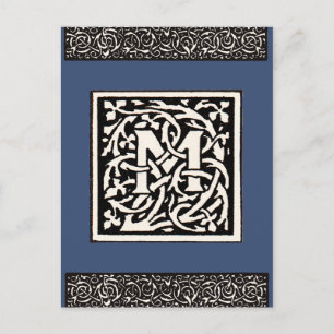Carte Postale Lettre Art Nouveau Monogramme M Vintage