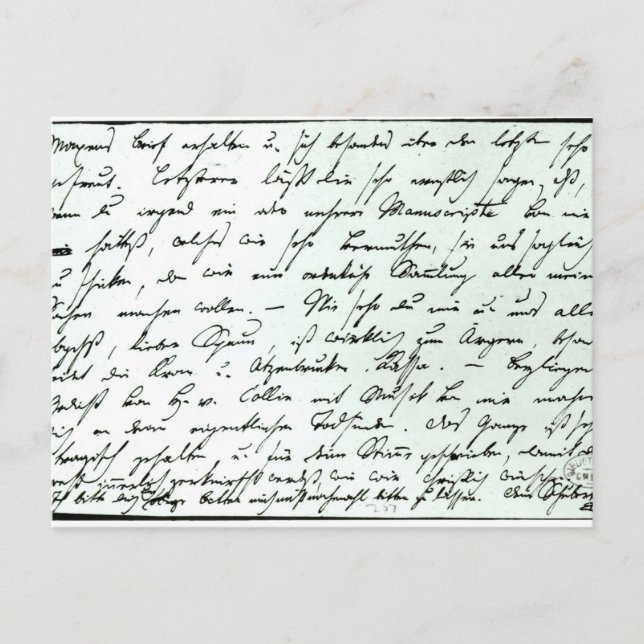 Carte Postale Lettre autographe de Franz Schubert (Devant)