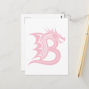 Carte Postale Lettre B de style dragon, Alphabet du dragon, Mono
