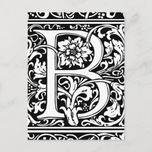 Carte Postale Lettre B Monogramme Art Nouveau Médiéval
