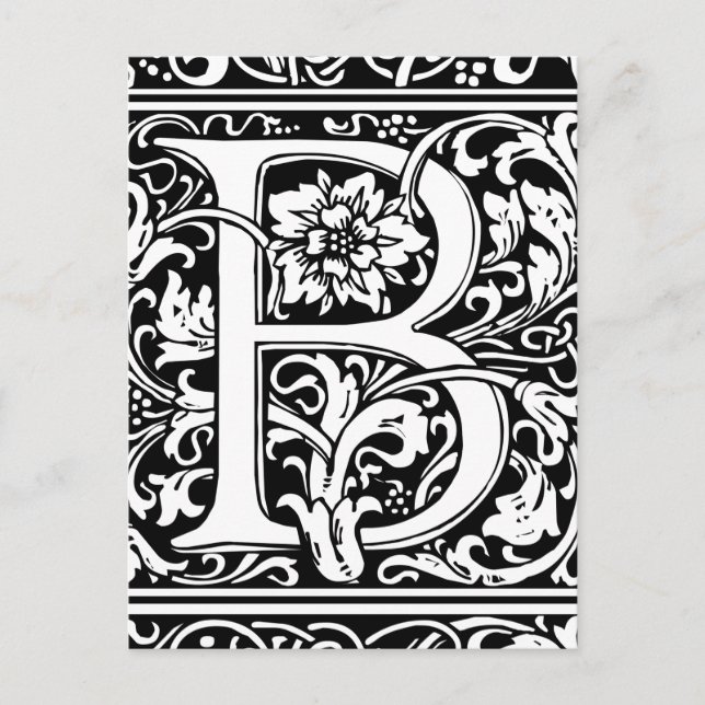 Carte Postale Lettre B Monogramme médiéval Art Nouveau (Devant)