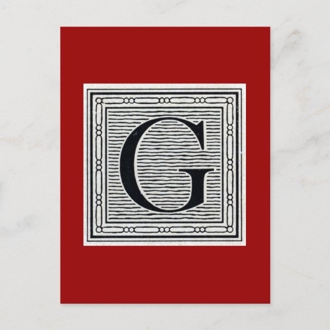 Carte Postale Lettre bloc "G" Bois coupé première (Devant)