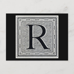 Carte Postale Lettre bloc "R" Bois coupé en bois