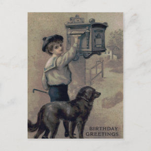 Carte Postale Lettre boîte aux lettres mignonne petit chien