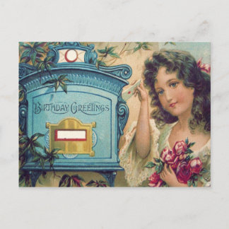 Carte Postale Lettre boîte aux lettres petite fille mignonne Ros