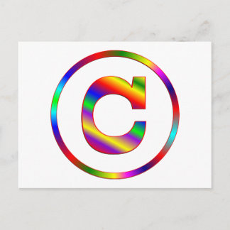 Carte Postale Lettre C arc-en-ciel
