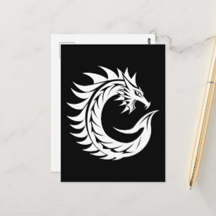 Carte Postale Lettre C de style dragon, alphabet du dragon, mono