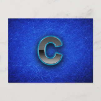 Carte Postale Lettre C - édition bleue au néon