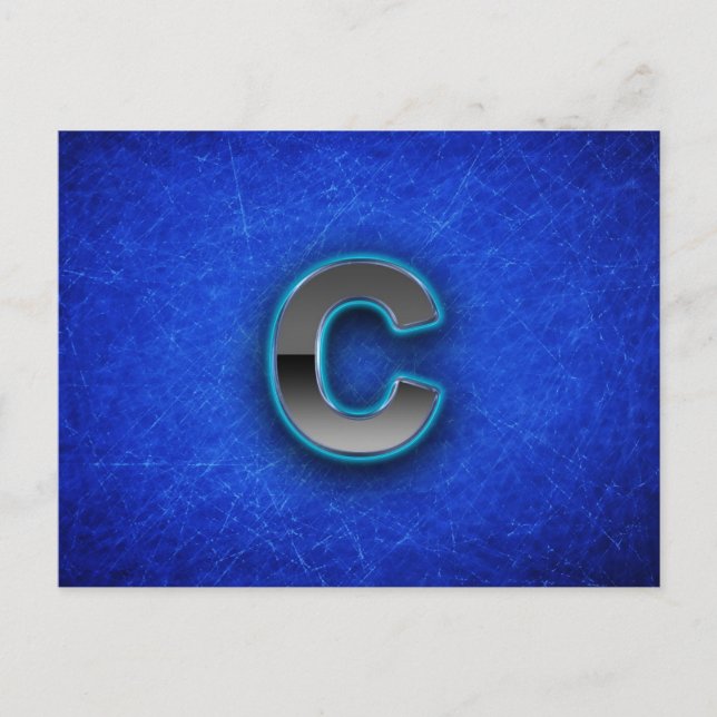 Carte Postale Lettre C - édition bleue au néon (Devant)