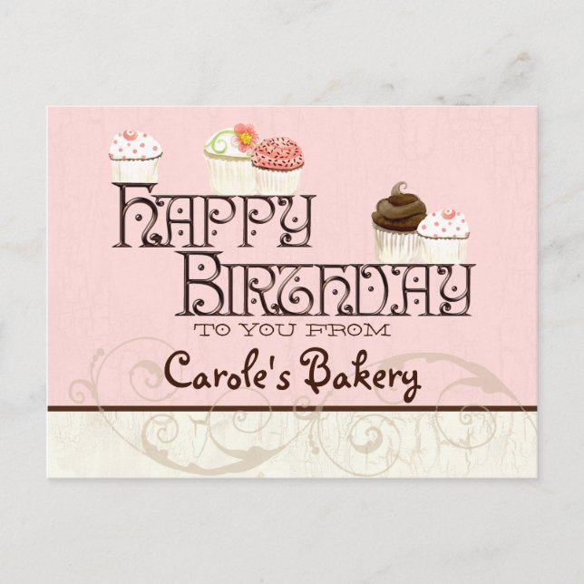 Carte Postale Lettre C Joyeux Anniversaire Cupcake Business Cart (Devant)