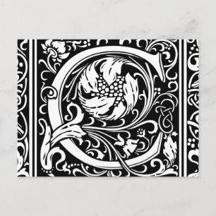 Carte Postale Lettre C monogramme médiéval Art nouveau