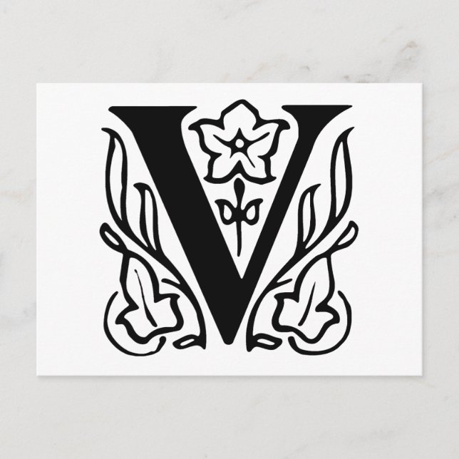 Carte Postale Lettre chic V (Devant)
