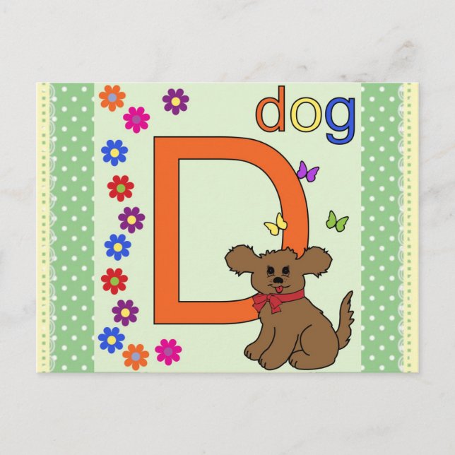 CARTE POSTALE LETTRE CHIEN D (Devant)
