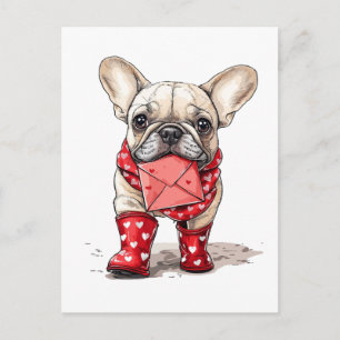 Carte Postale Lettre d'amour de bouledogue français pour la Sain